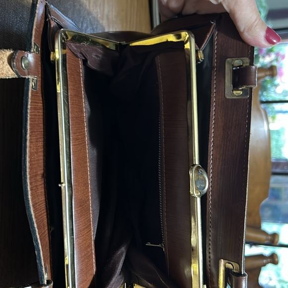 Leather vintage clutch handbag patchwork - Picture 8 of 10